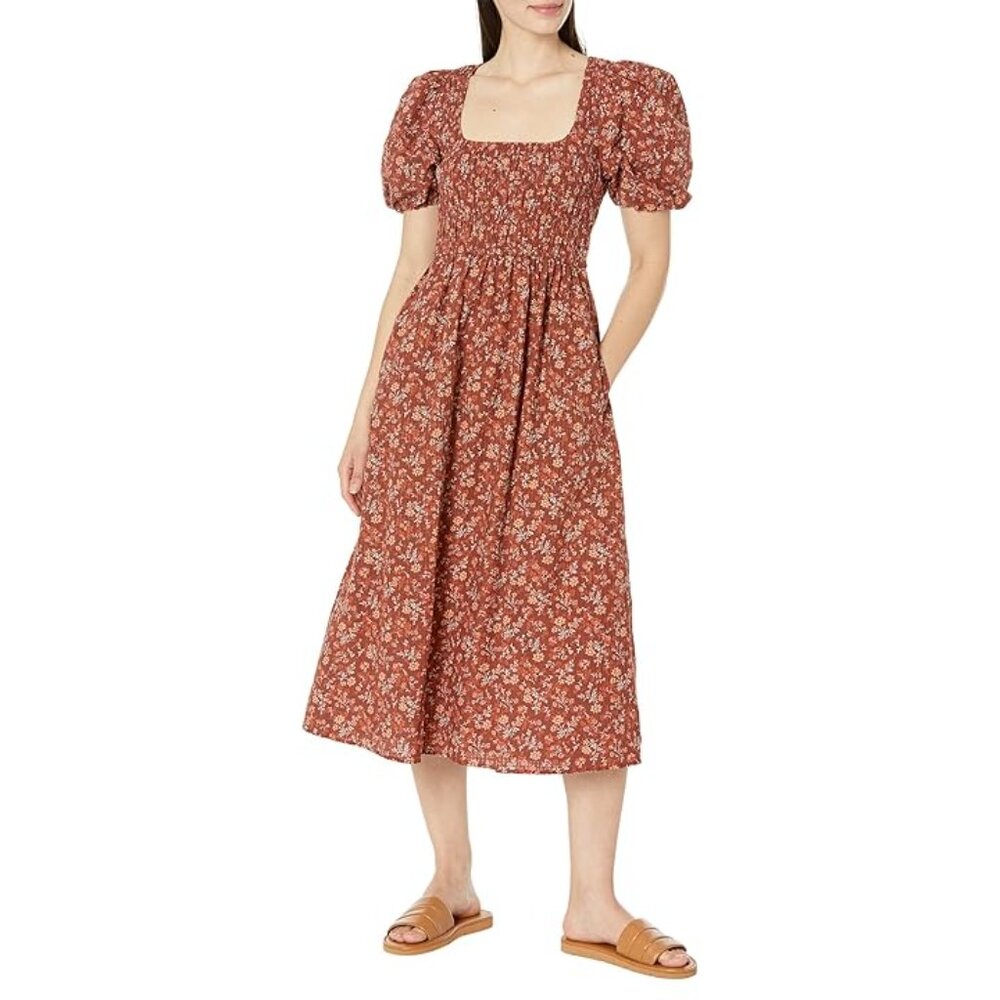 Madewell Rust Floral Midi Dress